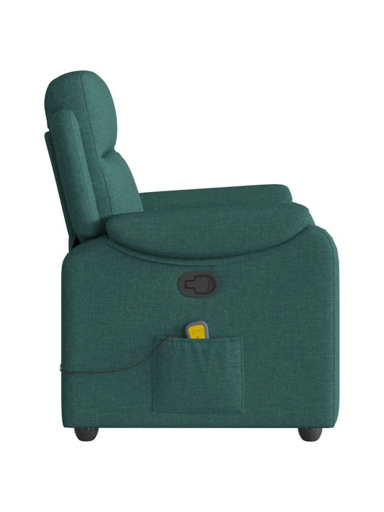Masážní polohovací křeslo tmavě zelené textil