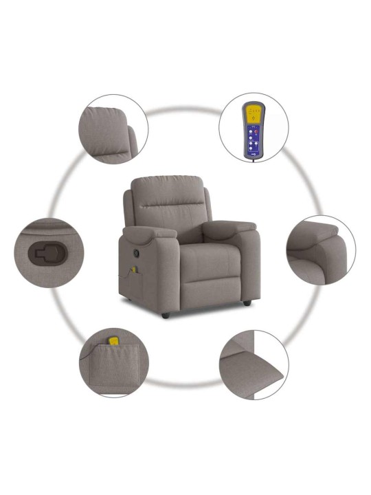 Masážní polohovací křeslo taupe textil