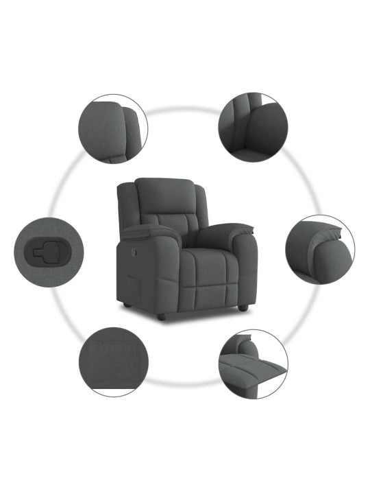 Polohovací křeslo tmavě šedé textil