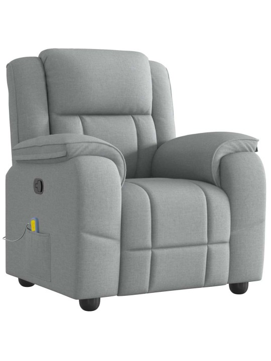 Masážní polohovací křeslo světle šedé textil