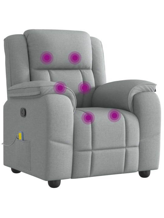 Masážní polohovací křeslo světle šedé textil