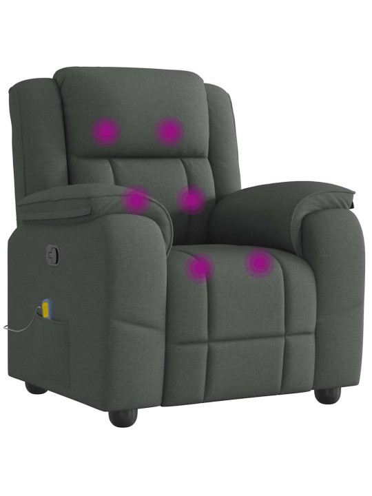 Masážní polohovací křeslo tmavě šedé textil
