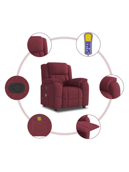 Masážní polohovací křeslo vínové textil