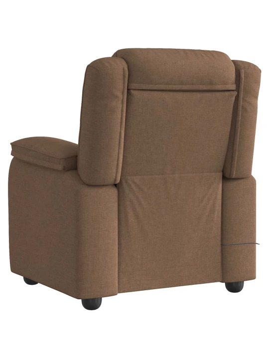 Masážní polohovací křeslo hnědé textil