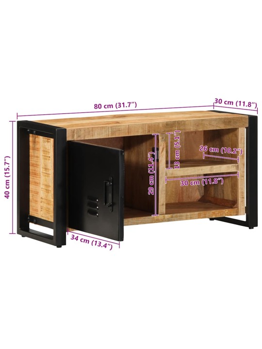 Tv skříňka 80x30x40 cm masivní hrubý mangovník