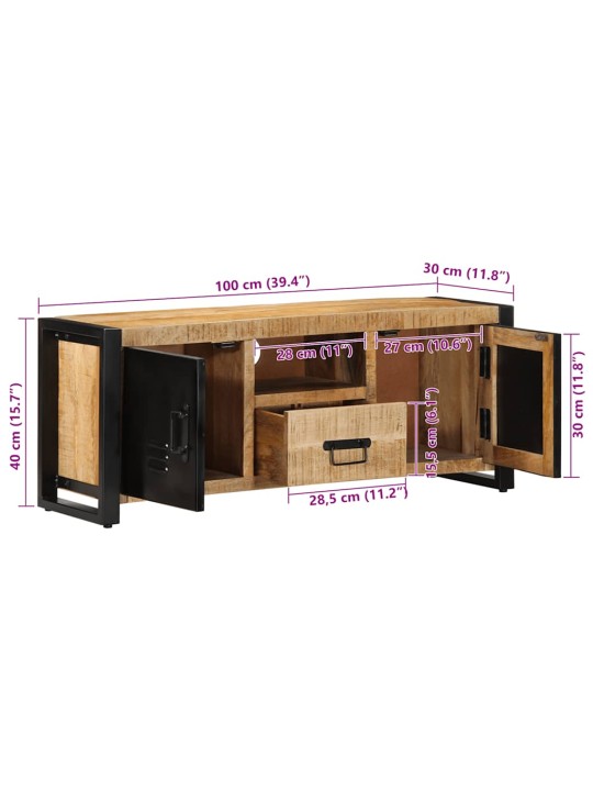 Tv skříňka 100x30x40 cm masivní hrubé mangovníkové dřevo