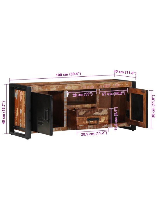Tv skříňka 100x30x40 cm masivní recyklované dřevo