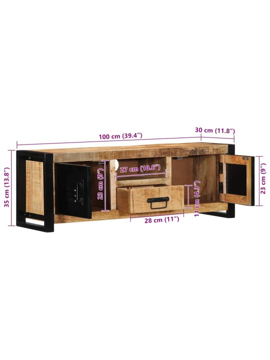 Tv skříňka 100x30x35 cm masivní hrubý mangovník
