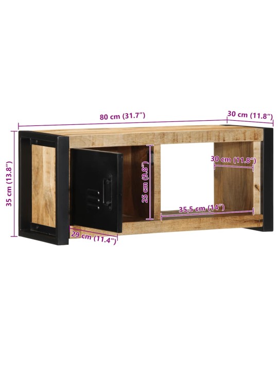 Tv skříňka 80x30x35 cm masivní hrubý mangovník
