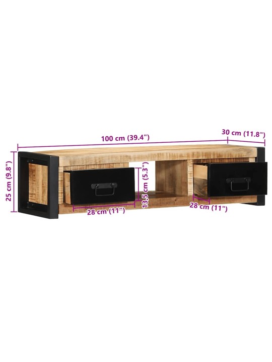 Tv skříňka 100x30x25 cm masivní hrubé mangovníkové dřevo