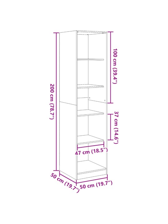 Šatní skříň kouřový dub 50 x 50 x 200 cm kompozitní dřevo