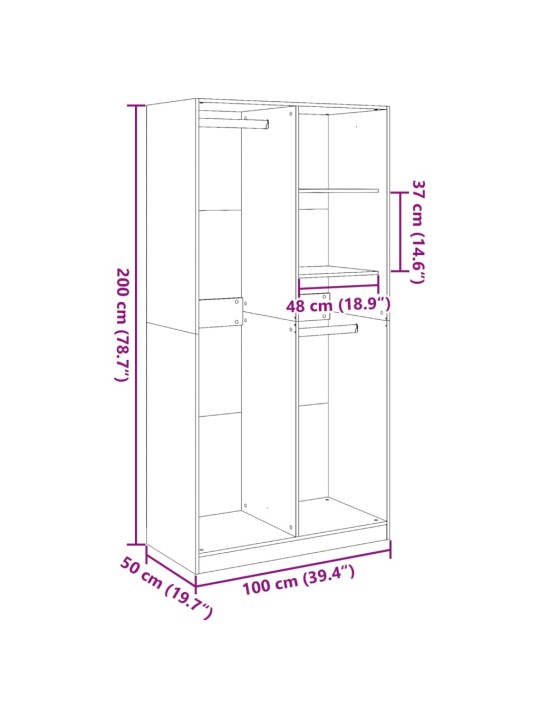 Šatní skříň kouřový dub 100 x 50 x 200 cm kompozitní dřevo