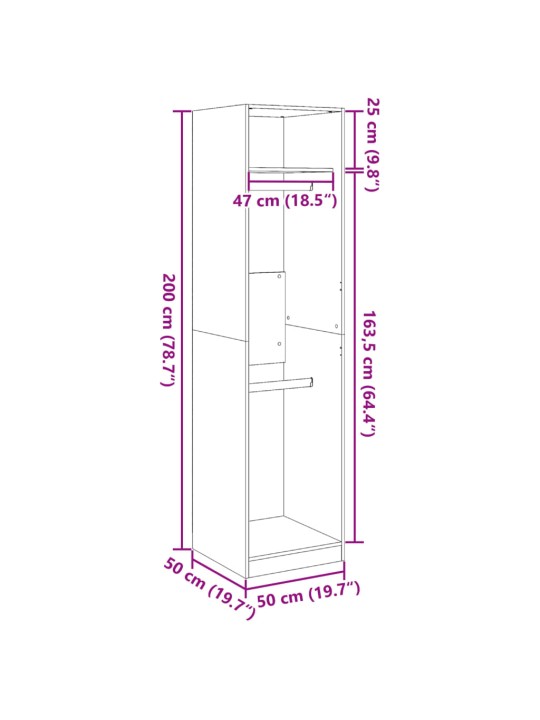Šatní skříň kouřový dub 50 x 50 x 200 cm kompozitní dřevo