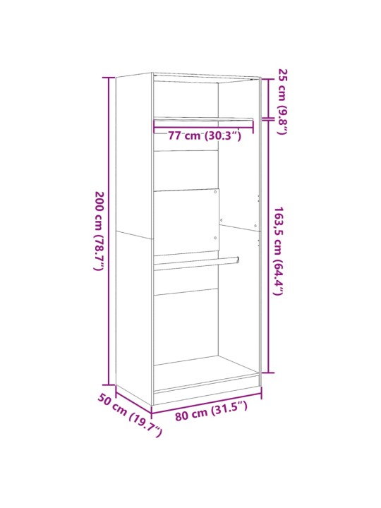 Šatní skříň betonově šedá 80 x 50 x 200 cm kompozitní dřevo