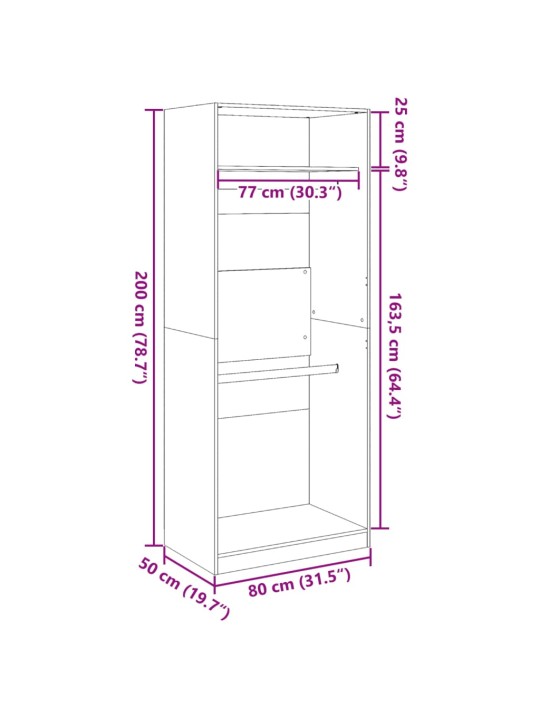 Šatní skříň kouřový dub 80 x 50 x 200 cm kompozitní dřevo