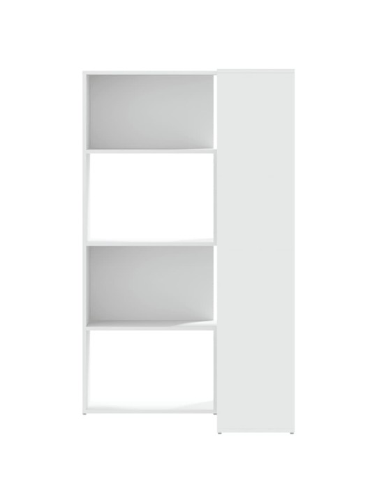 Rohová 4patrová knihovna bílá 85 x 85 x 140 cm kompozitní dřevo