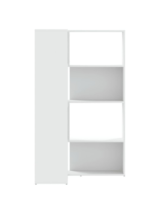Rohová 4patrová knihovna bílá 85 x 85 x 140 cm kompozitní dřevo