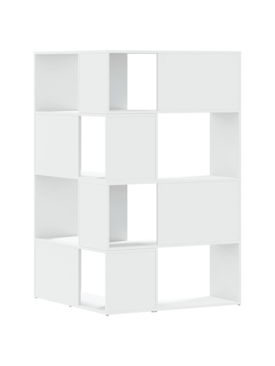 Rohová 4patrová knihovna bílá 85 x 85 x 140 cm kompozitní dřevo