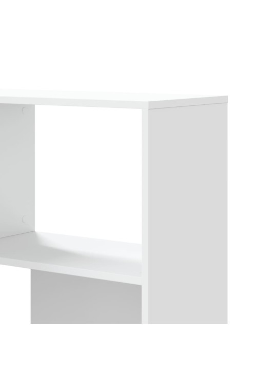 Rohová 4patrová knihovna bílá 85 x 85 x 140 cm kompozitní dřevo