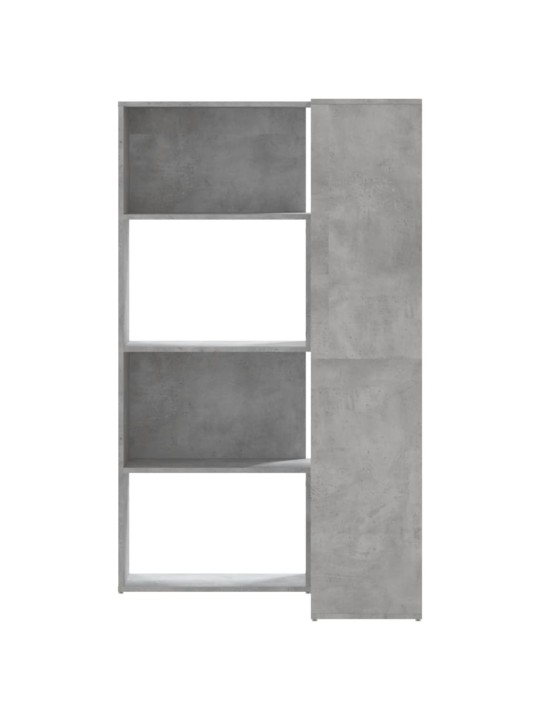 Rohová knihovna 4patrová betonově šedá 85x85x140 cm kompozit