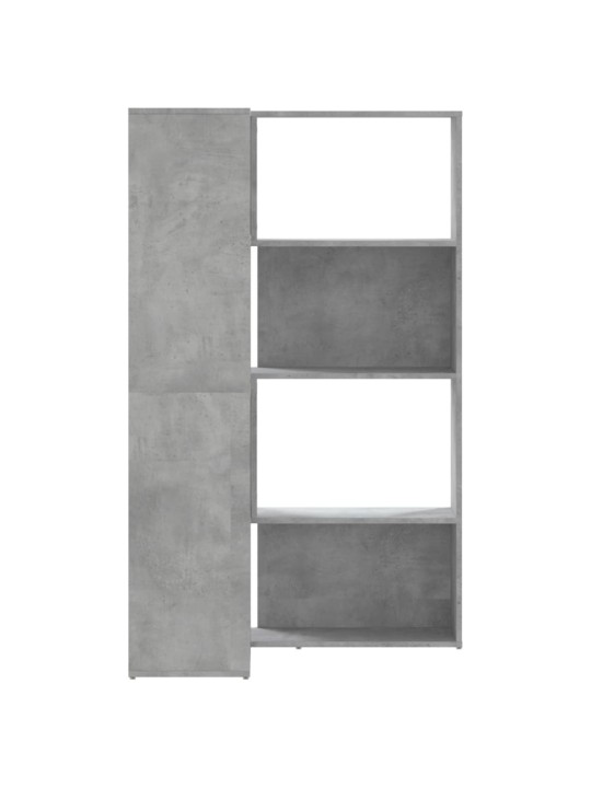 Rohová knihovna 4patrová betonově šedá 85x85x140 cm kompozit