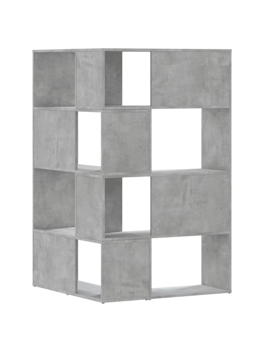 Rohová knihovna 4patrová betonově šedá 85x85x140 cm kompozit