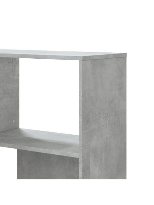 Rohová knihovna 4patrová betonově šedá 85x85x140 cm kompozit