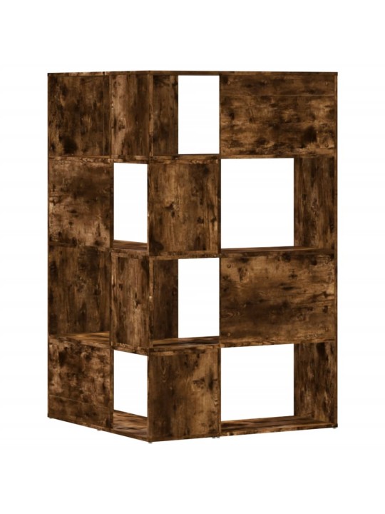 Rohová knihovna 4patrová kouřový dub 85 x 85 x 140 cm kompozit