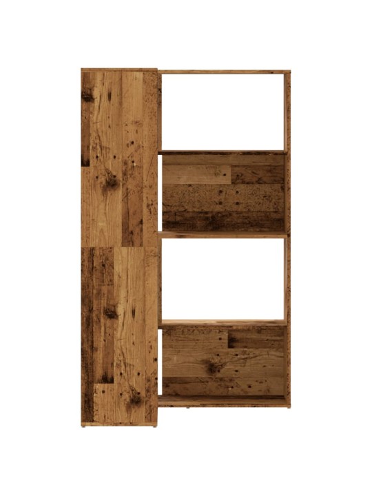 Rohová knihovna 4patrová old wood 85x85x140 cm kompozitní dřevo