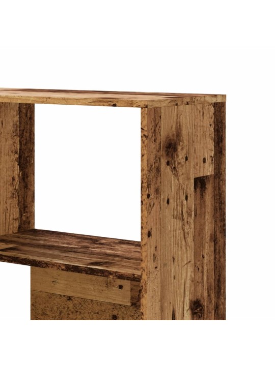 Rohová knihovna 4patrová old wood 85x85x140 cm kompozitní dřevo