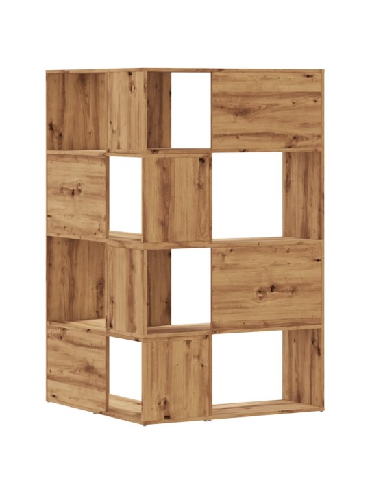 Rohová knihovna 4patrová dub artisan 85 x 85 x 140 cm kompozit