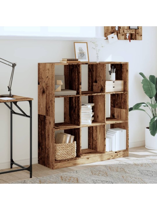 Knihovna old wood 102 x 32 x 108 cm kompozitní dřevo