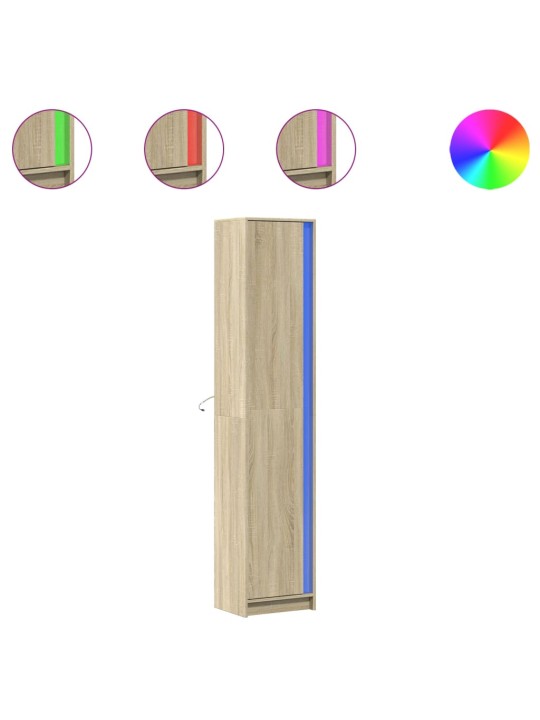 Skříň highboard s LED dub sonoma 41,5 x 32,5 x 200 cm kompozit