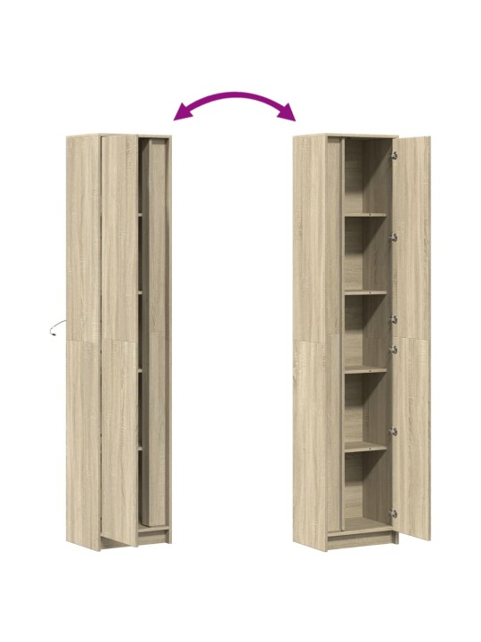 Skříň highboard s LED dub sonoma 41,5 x 32,5 x 200 cm kompozit