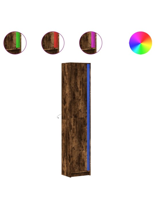 Skříň highboard s led kouřový dub 41,5 x 32,5 x 200 cm kompozit