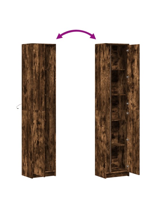 Skříň highboard s led kouřový dub 41,5 x 32,5 x 200 cm kompozit
