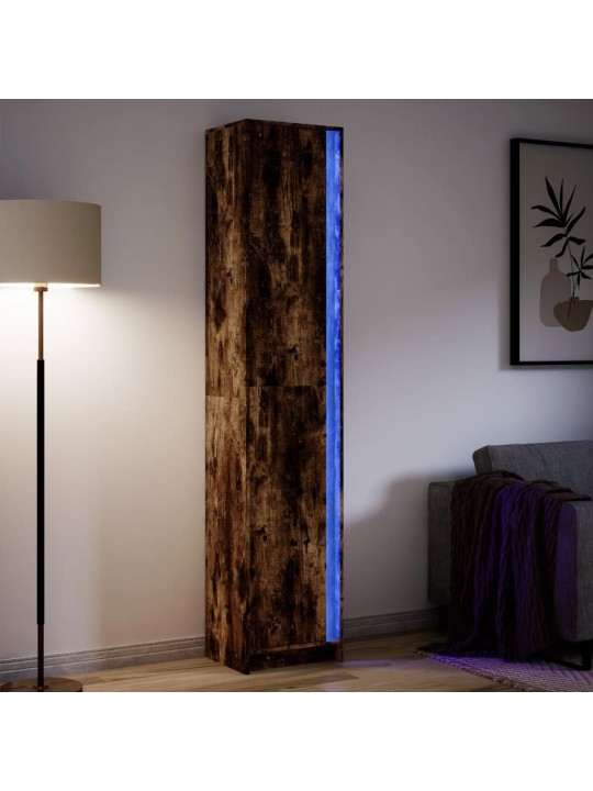 Skříň highboard s led kouřový dub 41,5 x 32,5 x 200 cm kompozit