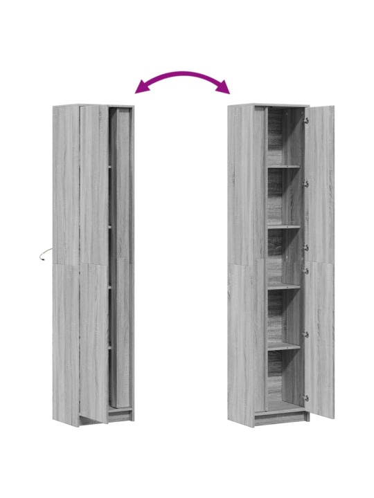 Skříň highboard s led šedá sonoma 41,5 x 32,5 x 200 cm kompozit