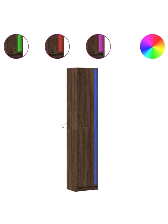 Skříň highboard s led hnědý dub 41,5 x 32,5 x 200 cm kompozit