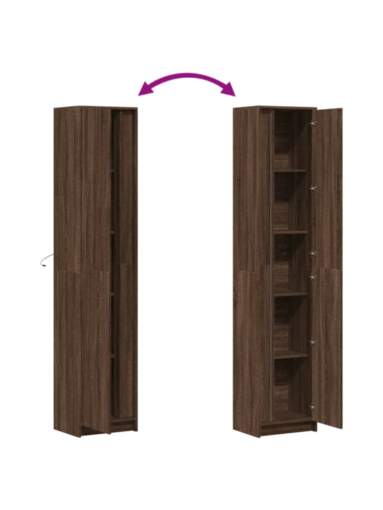 Skříň highboard s led hnědý dub 41,5 x 32,5 x 200 cm kompozit