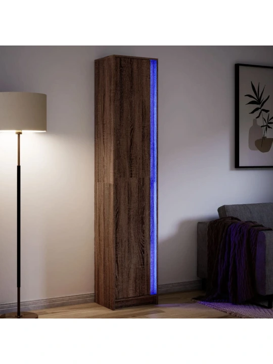 Skříň highboard s led hnědý dub 41,5 x 32,5 x 200 cm kompozit