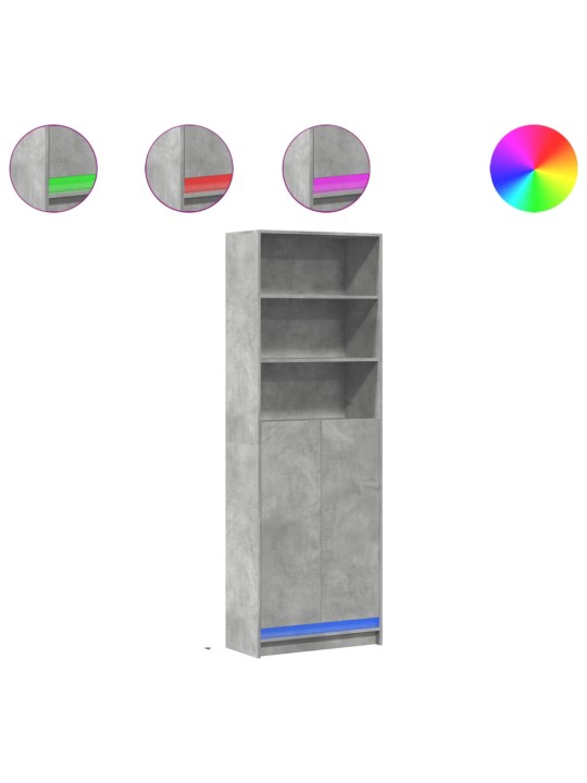 Skříň highboard s LED betonově šedá 69 x 32,5 x 200 cm kompozit