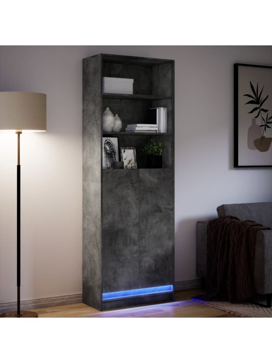 Skříň highboard s LED betonově šedá 69 x 32,5 x 200 cm kompozit