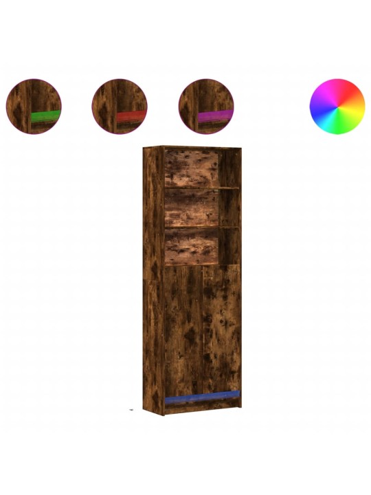 Skříň highboard s led kouřový dub 69 x 32,5 x 200 cm kompozit
