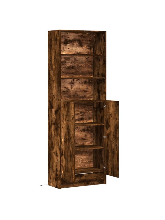 Skříň highboard s led kouřový dub 69 x 32,5 x 200 cm kompozit