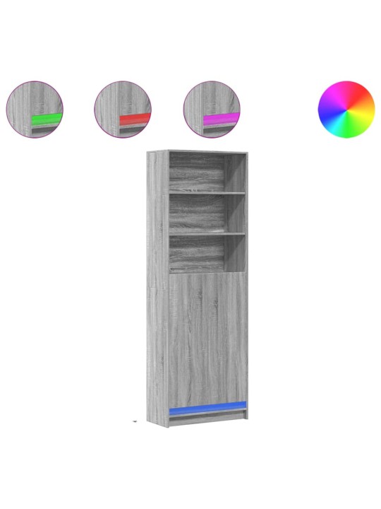 Skříň highboard s led šedá sonoma 69 x 32,5 x 200 cm kompozit