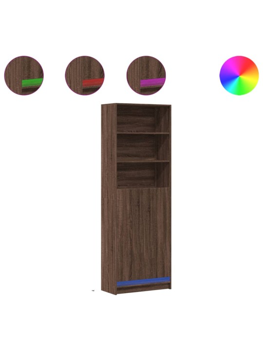 Skříň highboard s led hnědý dub 69x32,5x200 cm kompozitní dřevo
