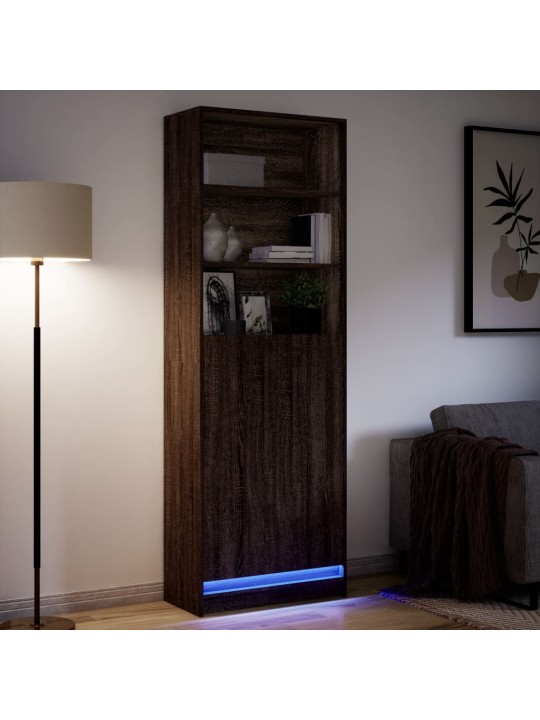 Skříň highboard s led hnědý dub 69x32,5x200 cm kompozitní dřevo
