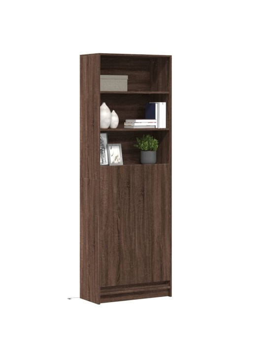 Skříň highboard s led hnědý dub 69x32,5x200 cm kompozitní dřevo