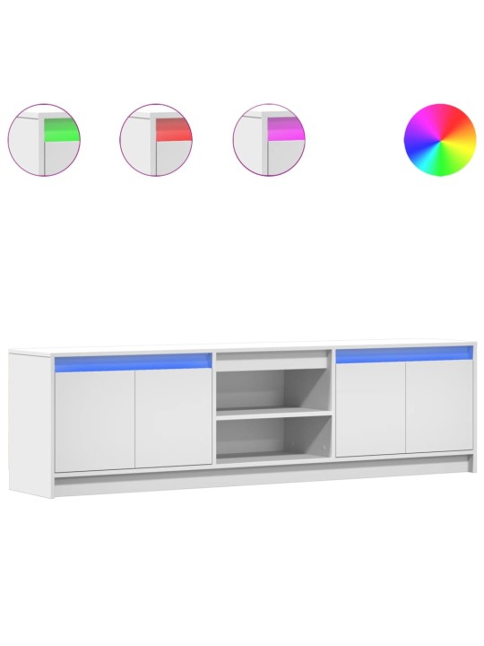 TV skříňka s LED bílá 180 x 34 x 50 cm kompozitní dřevo